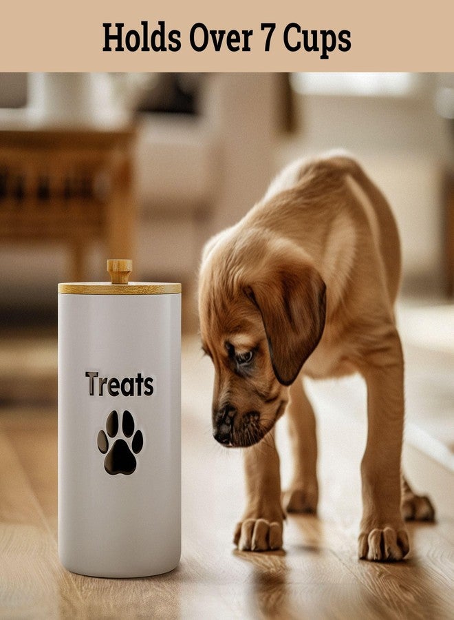 HB Design Co. Dog Treat Container Airtight - 5 Inch Wide x 9 Inch Tall Ceramic Dog Treat Jar for Kitchen Counter with Airtight Bamboo Lid - 7 Cup Capacity Pet Treat Container - Doggie Cookie Jar - Treats Canister - Image 5